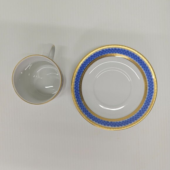 Tirschenreuth Flat Demitasse Cup & Saucer Set TIR704 Blue Braid - Picture 5 of 5